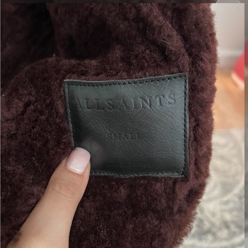 All Saints Brown Shearling-Trim Suede Jacket - Picture 6 of 7